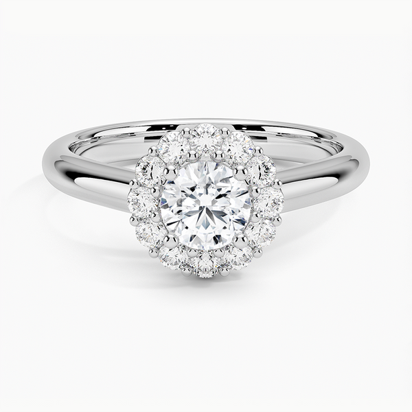 Lotus Flower Halo Diamond Engagement Ring