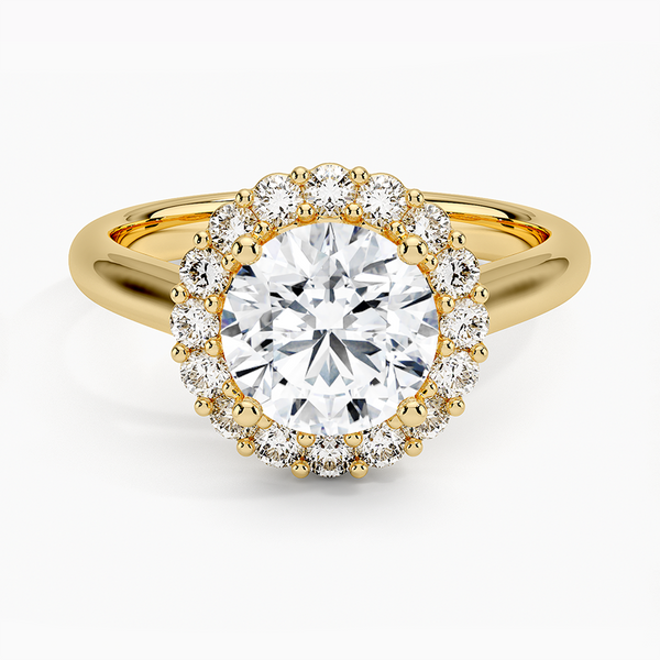 Lotus Flower Halo Diamond Engagement Ring
