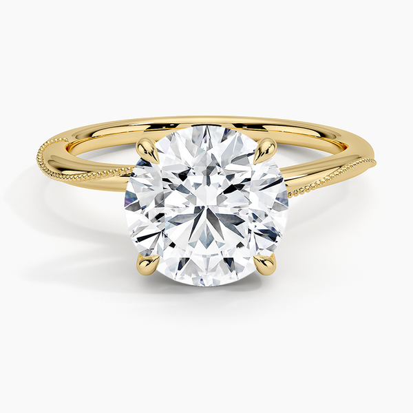 Adorned Camellia Milgrain Diamond Engagement Ring
