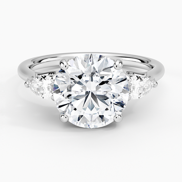 Trellis Three Stone Pear Diamond Engagement Ring