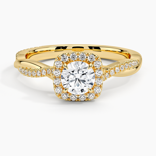 Petite Twisted Vine Halo Diamond Engagement Ring