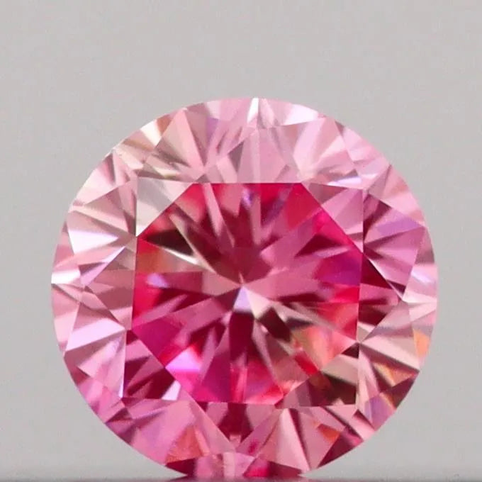 0.12ct Round Lab Grown Diamond (Colour Fancy Vivid Pink, Clarity VVS2, Cut VG, IGI Certified)