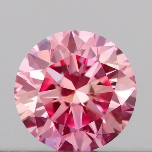 0.13ct Round Lab Grown Diamond (Colour Fancy Vivid Pink, Clarity VVS2, Cut VG, IGI Certified)