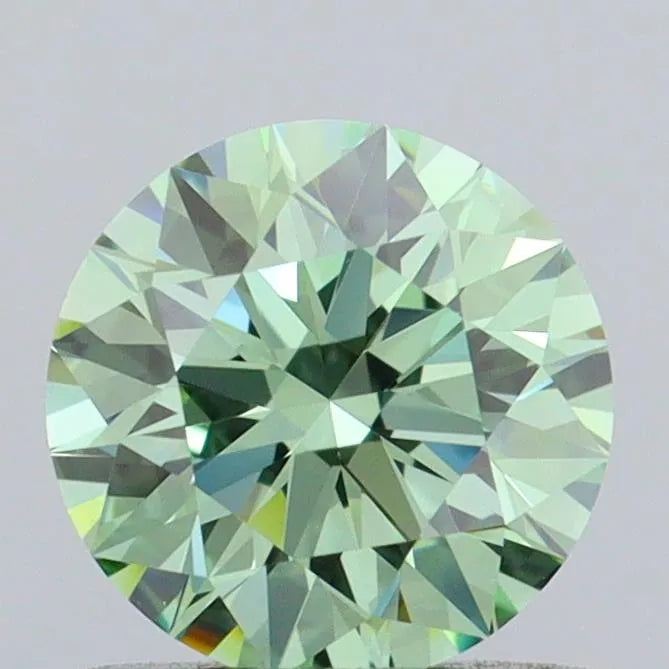 0.81ct Round Lab Grown Diamond (Colour Fancy Vivid Green, Clarity VVS1, Cut ID, IGI Certified)
