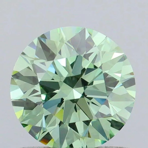 0.81ct Round Lab Grown Diamond (Colour Fancy Vivid Green, Clarity VVS1, Cut ID, IGI Certified)
