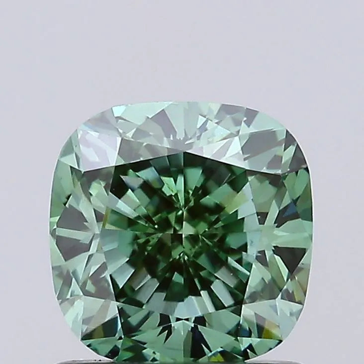 0.98ct Cushion modified Lab Grown Diamond (Colour Fancy Vivid Green, Clarity VS1, IGI Certified)