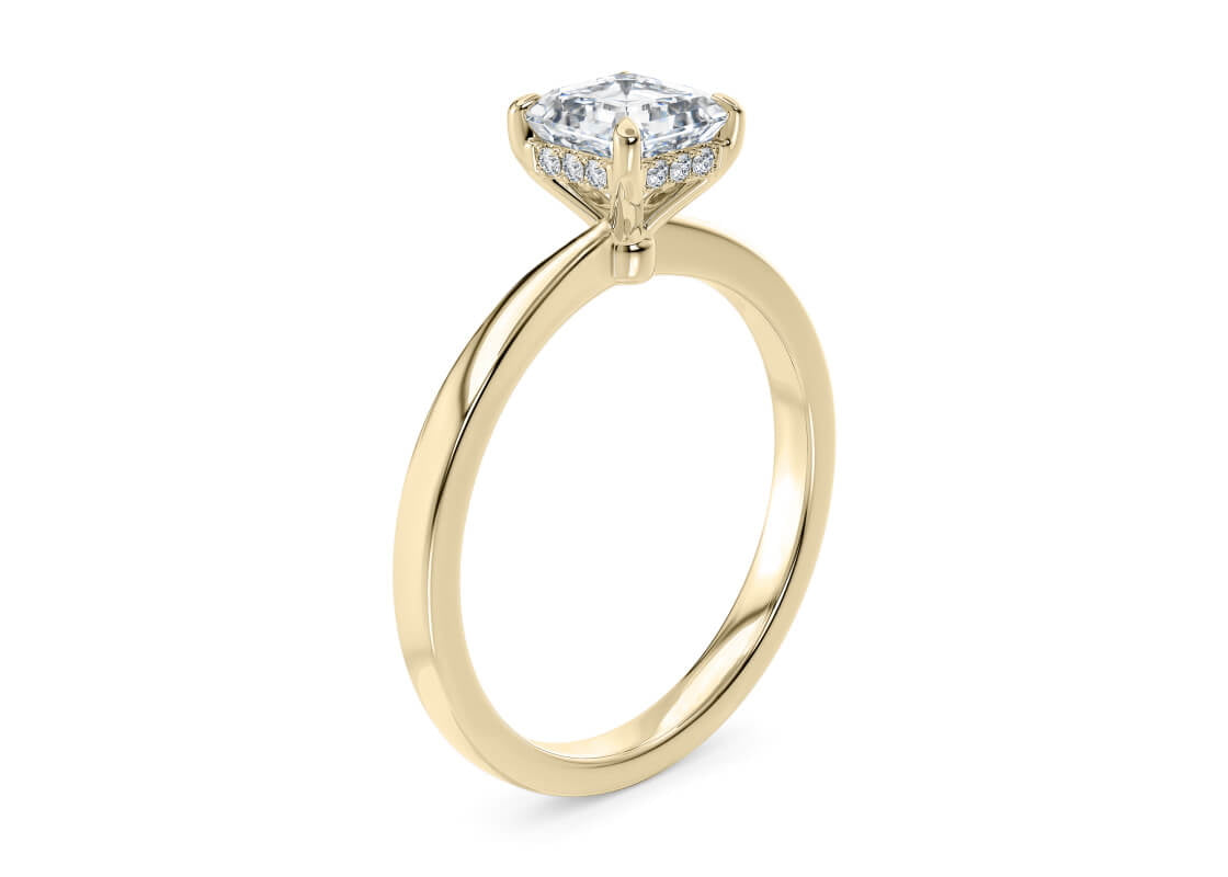 Starlight Solitaire Yellow Gold 18k Asscher Engagement Ring