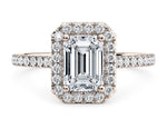 Aphrodite Halo Rose Gold 18k Emerald Engagement Ring