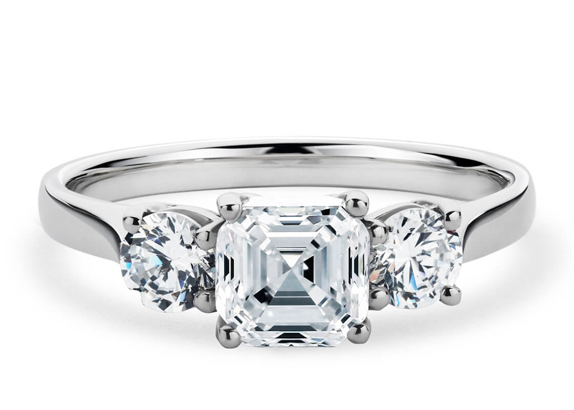Roma Trilogy Platinum Asscher Engagement Ring