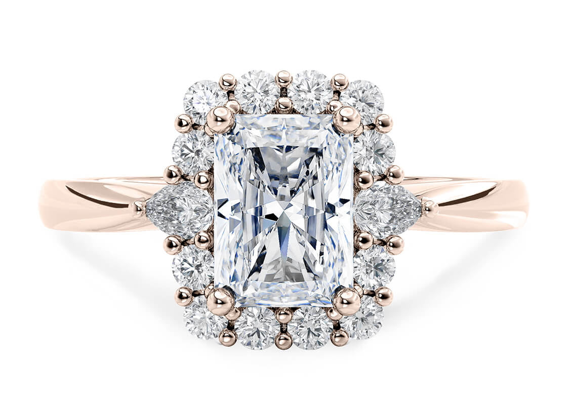 Hampstead Halo Rose Gold 18k Radiant Engagement Ring