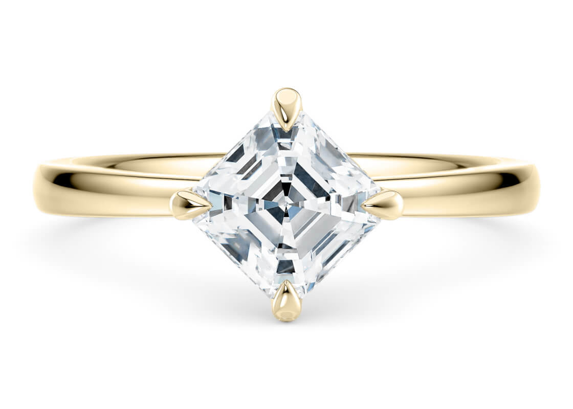Starlight Compass Solitaire Yellow Gold 18k Asscher Engagement Ring