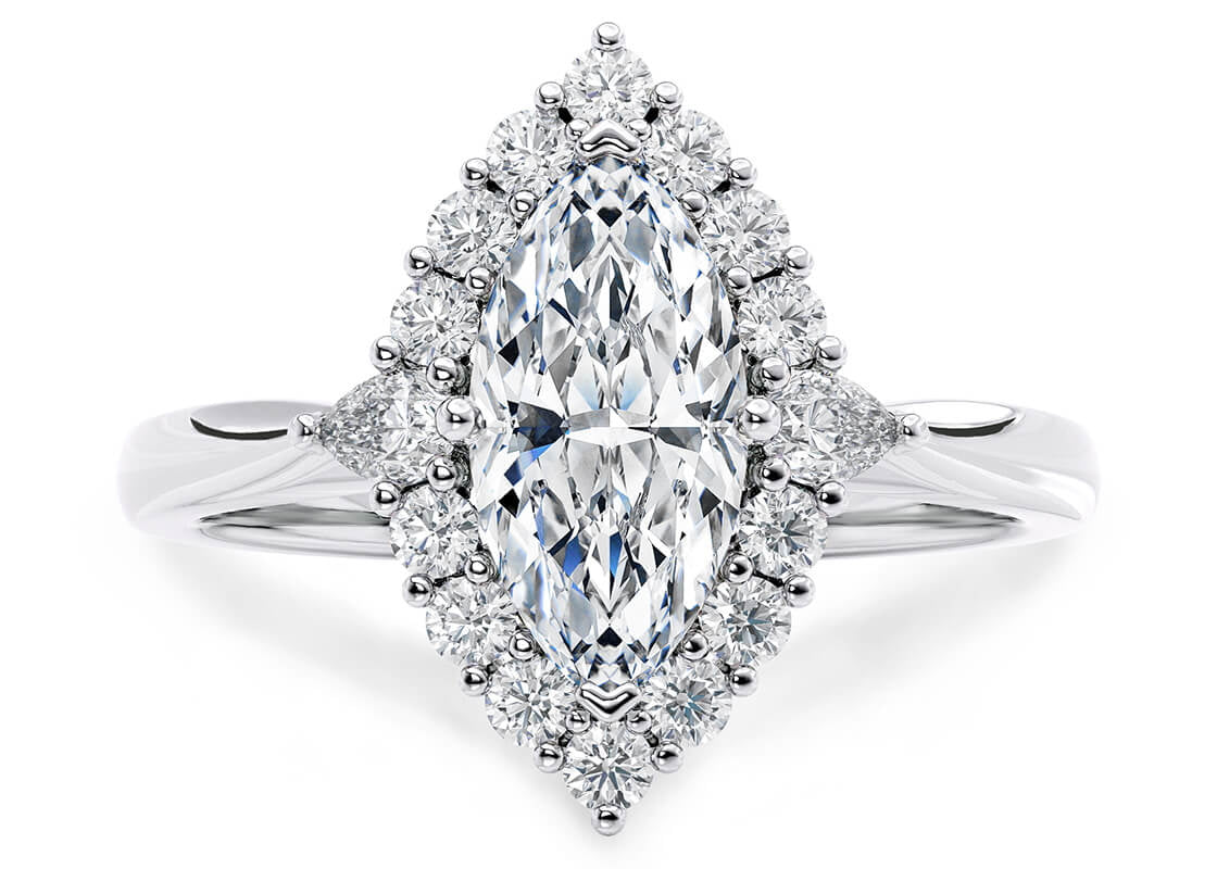 Hampstead Halo Platinum Marquise Engagement Ring