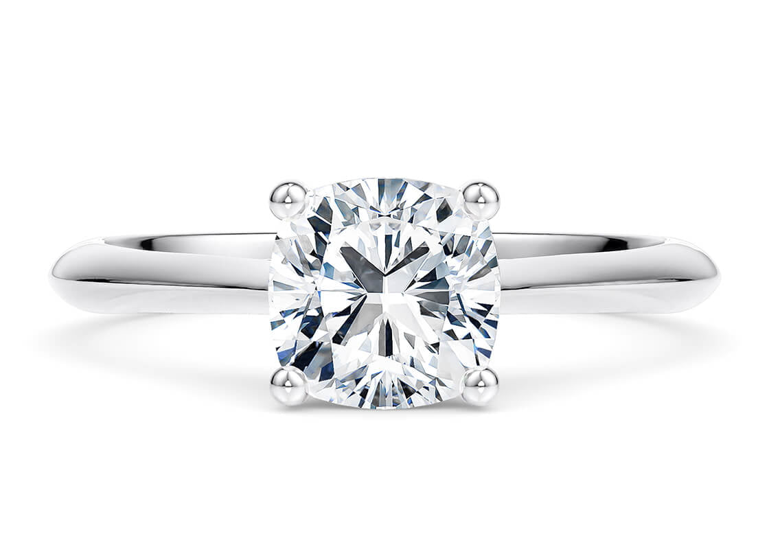 Iris Solitaire Platinum Cushion Engagement Ring