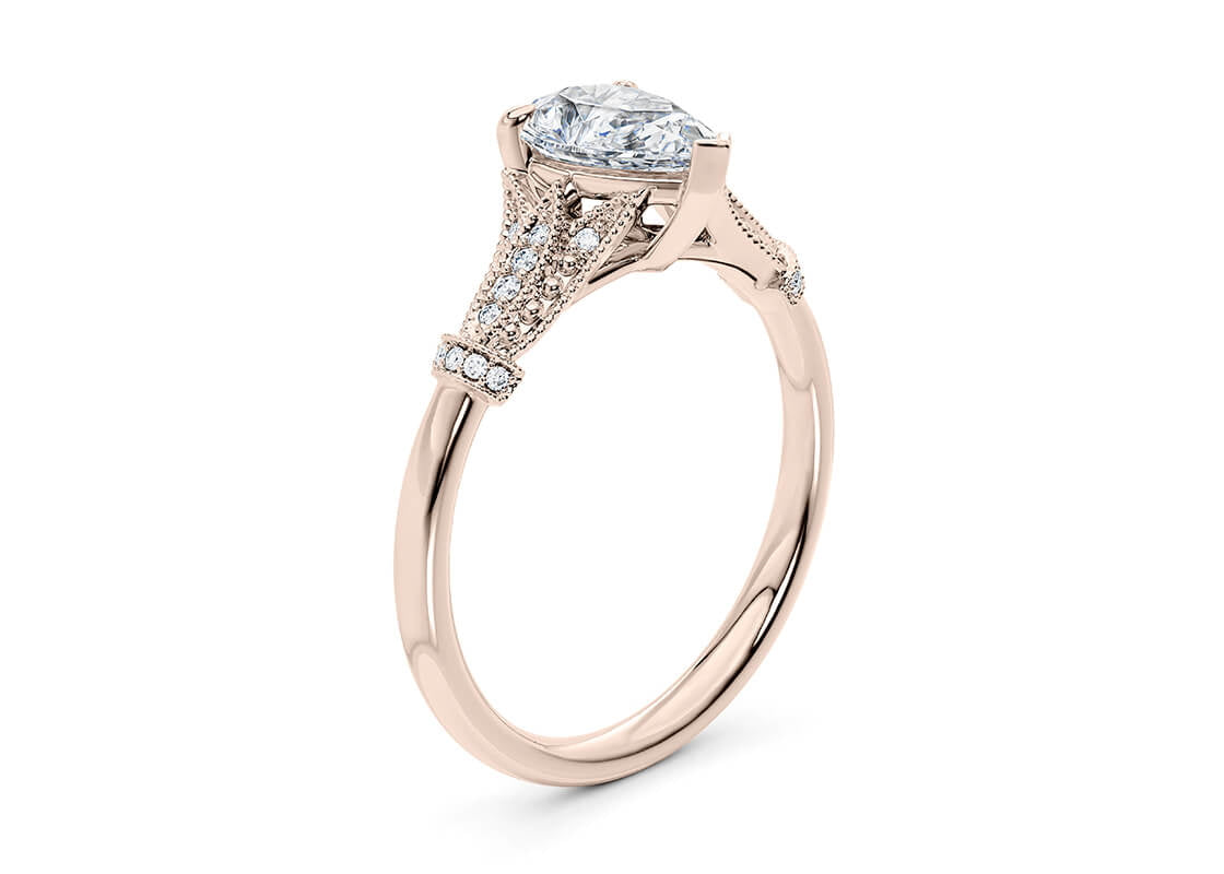 Jasmine Vintage Rose Gold 18k Pear Engagement Ring