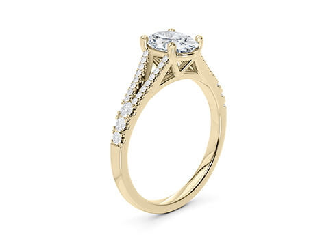 Oxford Diamond Band Yellow Gold 18k Oval Engagement Ring