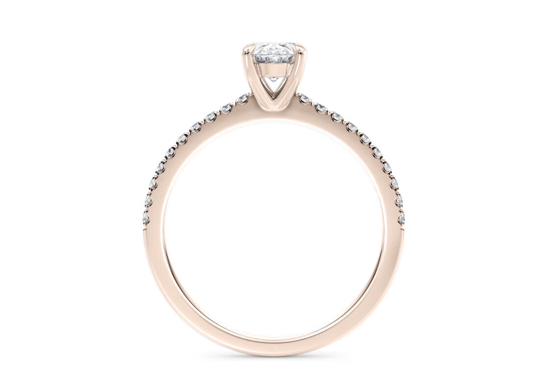 Aria Diamond Band Rose Gold 18k Oval Engagement Ring