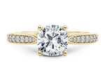Victoria Diamond Band Yellow Gold 18k Cushion Engagement Ring