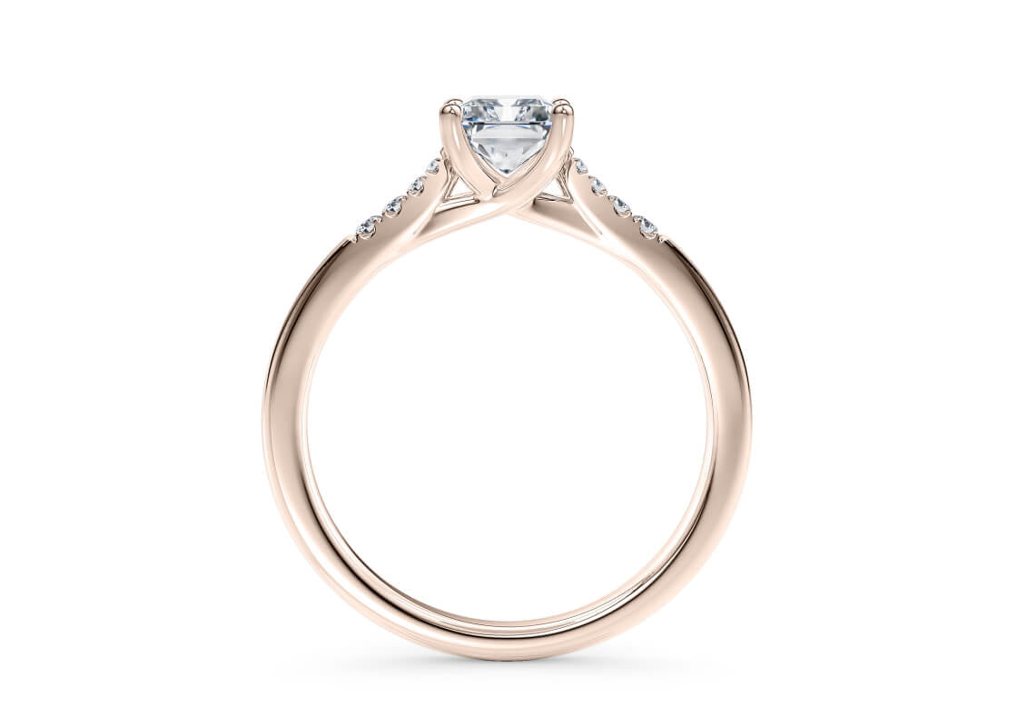 Thea Diamond Band Rose Gold 18k Radiant Engagement Ring