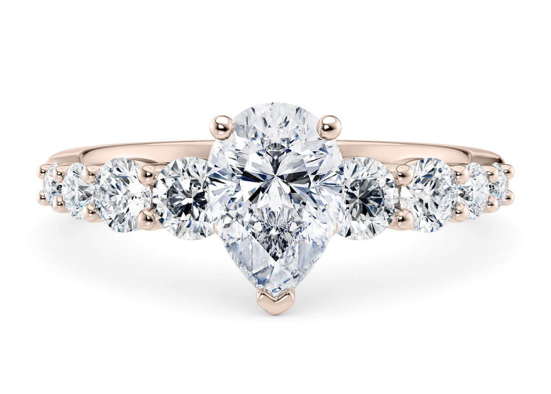 Lyra Diamond Band Rose Gold 18k Pear Engagement Ring