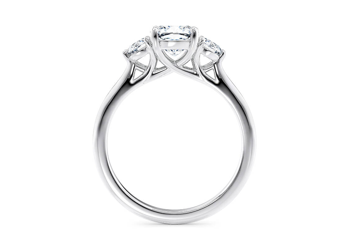 Valencia Trilogy Platinum Cushion Engagement Ring