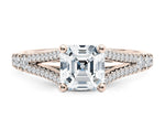 Oxford Diamond Band Rose Gold 18k Asscher Engagement Ring