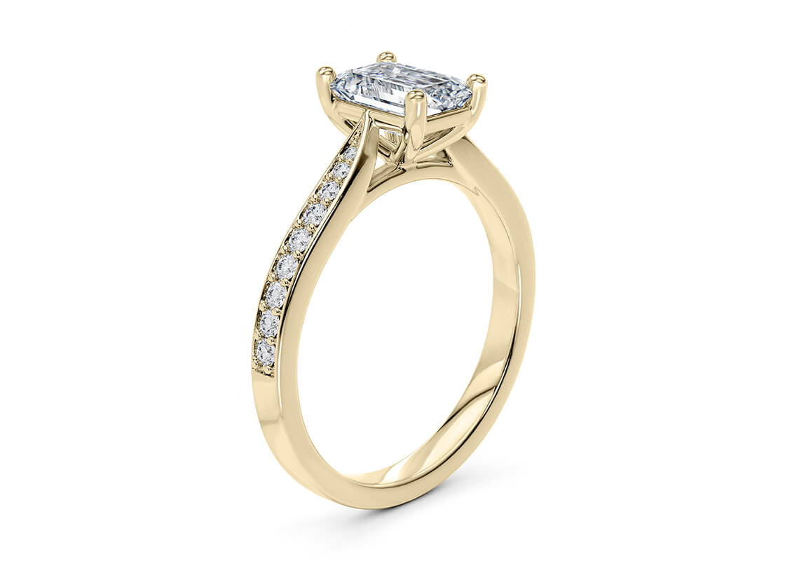 Victoria Diamond Band Yellow Gold 18k Emerald Engagement Ring