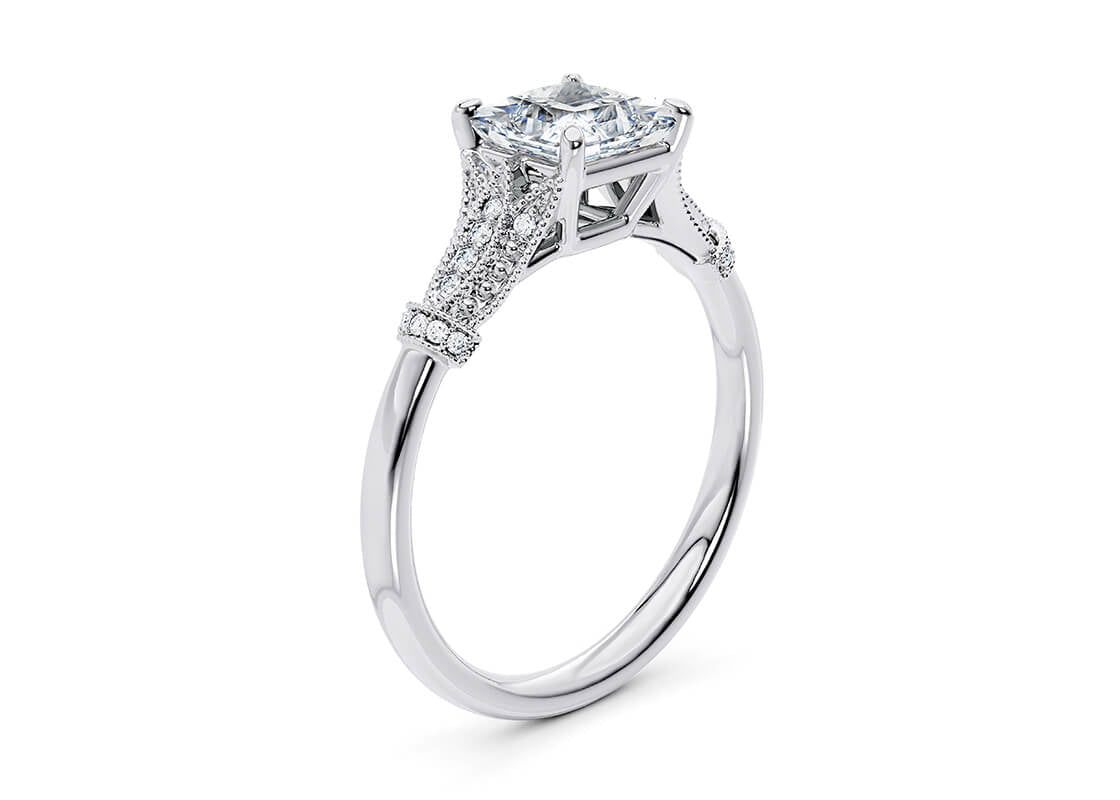 Jasmine Vintage Platinum Princess Engagement Ring