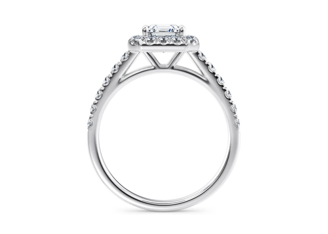 Medici Halo Platinum Asscher Engagement Ring