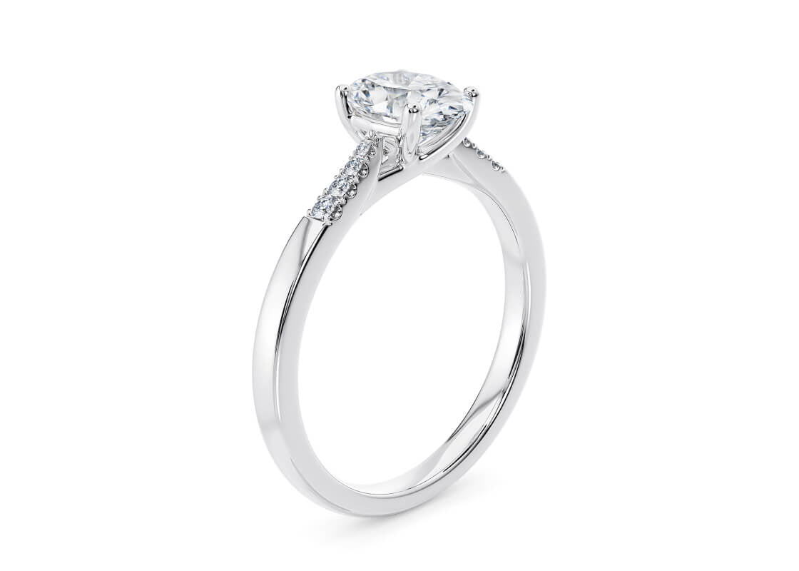 Thea Diamond Band Platinum Oval Engagement Ring