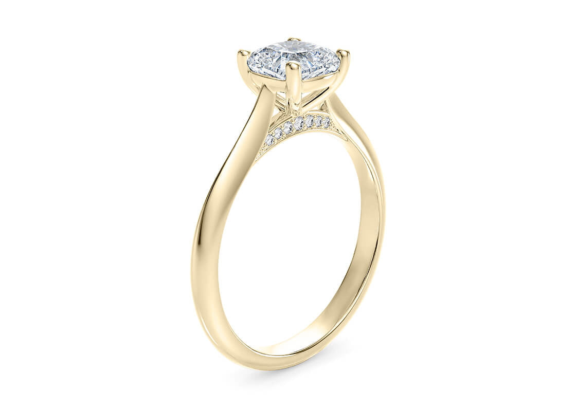 Iris Solitaire Yellow Gold 18k Cushion Engagement Ring
