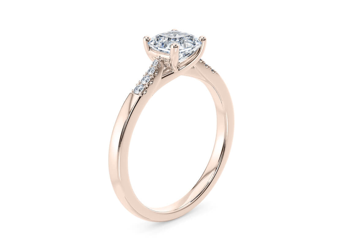 Thea Diamond Band Rose Gold 18k Asscher Engagement Ring