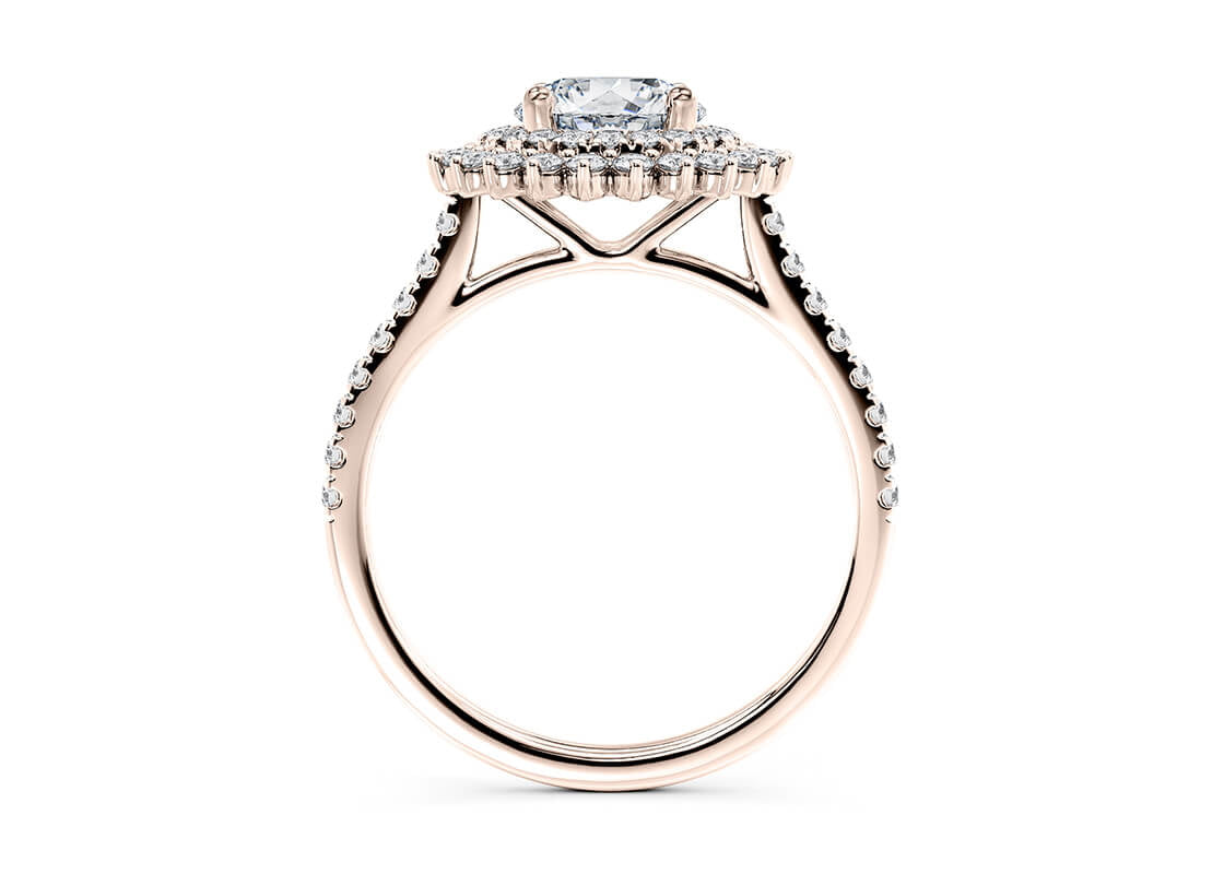 Berkeley Halo Rose Gold 18k Round Engagement Ring