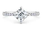 Asteria Compass Diamond Band Platinum Asscher Engagement Ring