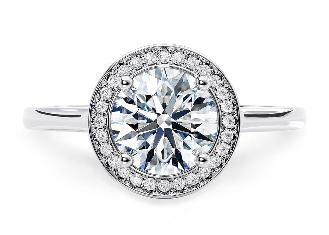 Minerva Halo Platinum Round Engagement Ring