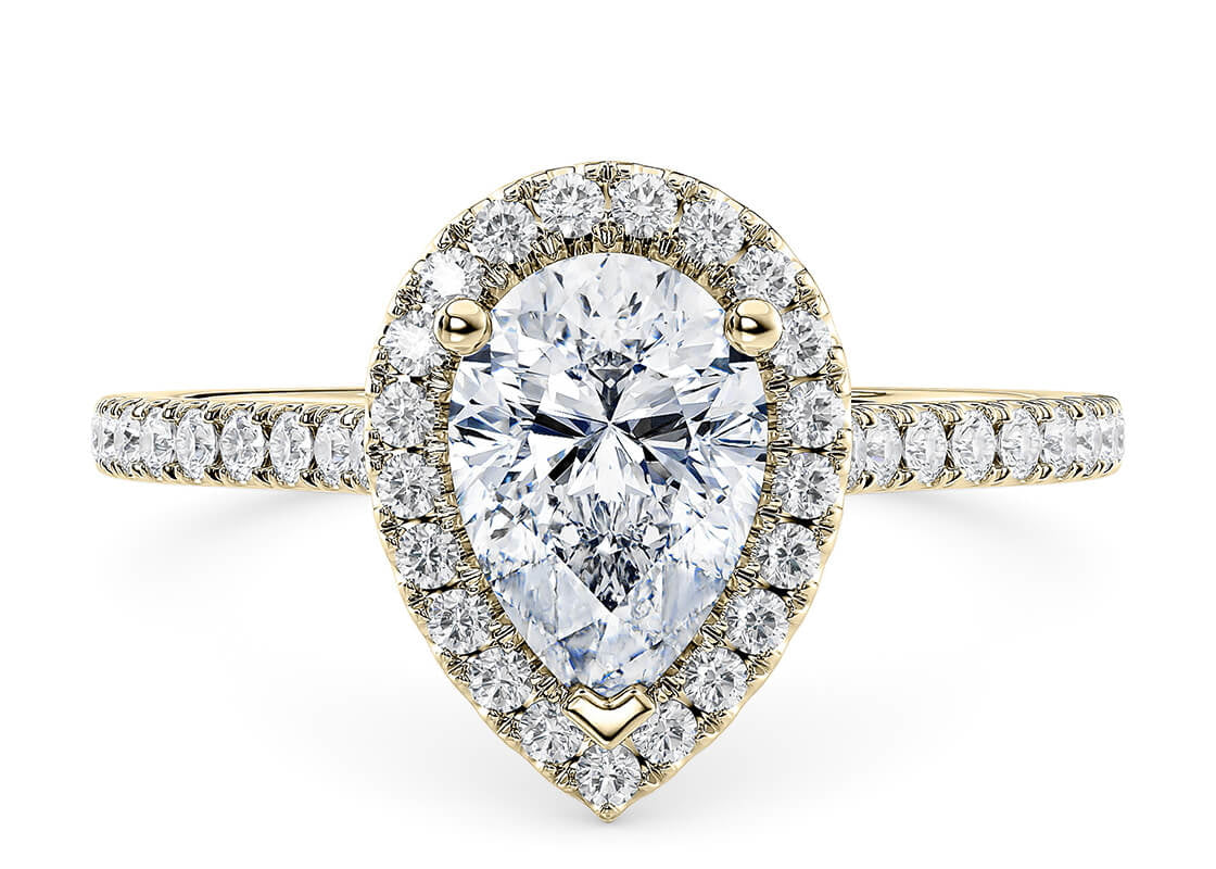 Aphrodite Halo Yellow Gold 18k Pear Engagement Ring