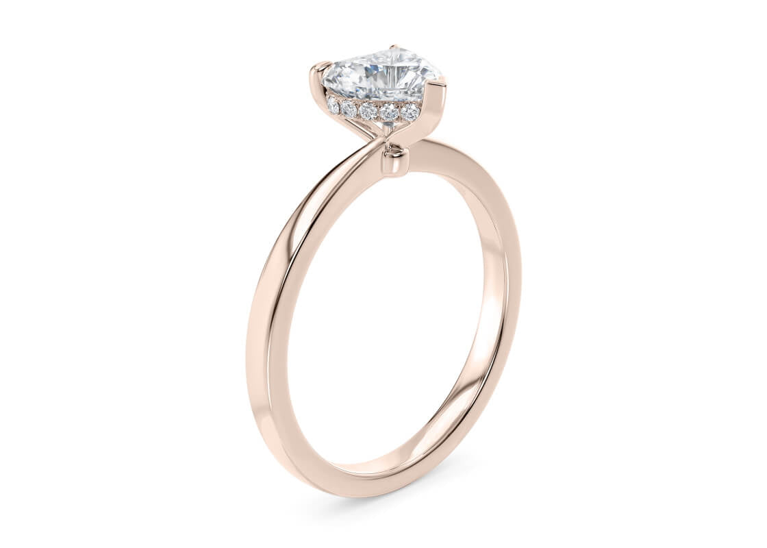 Starlight Solitaire Rose Gold 18k Heart Engagement Ring