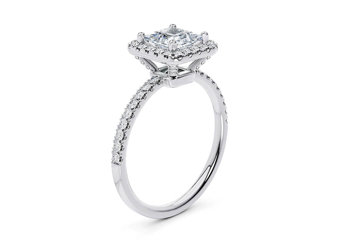 Isabella Halo Platinum Princess Engagement Ring