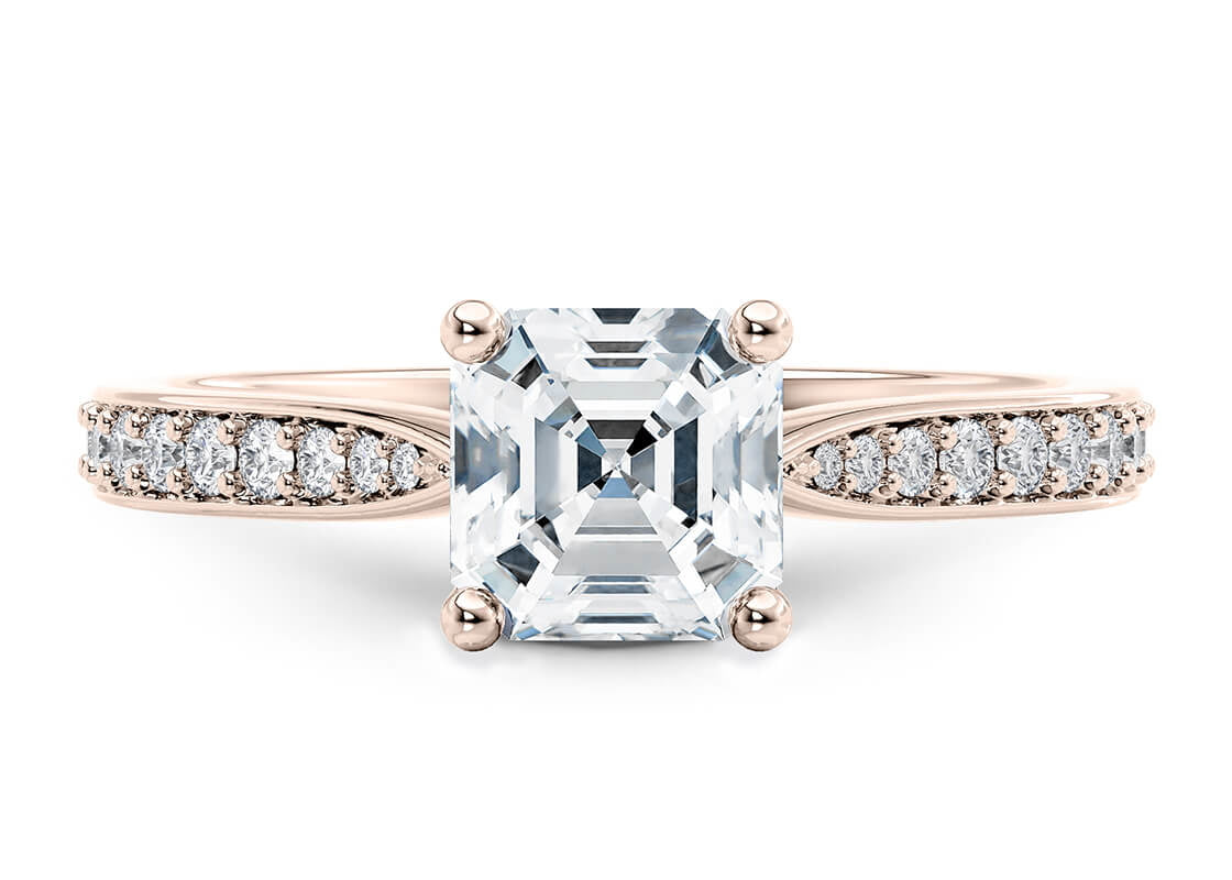Victoria Diamond Band Rose Gold 18k Asscher Engagement Ring