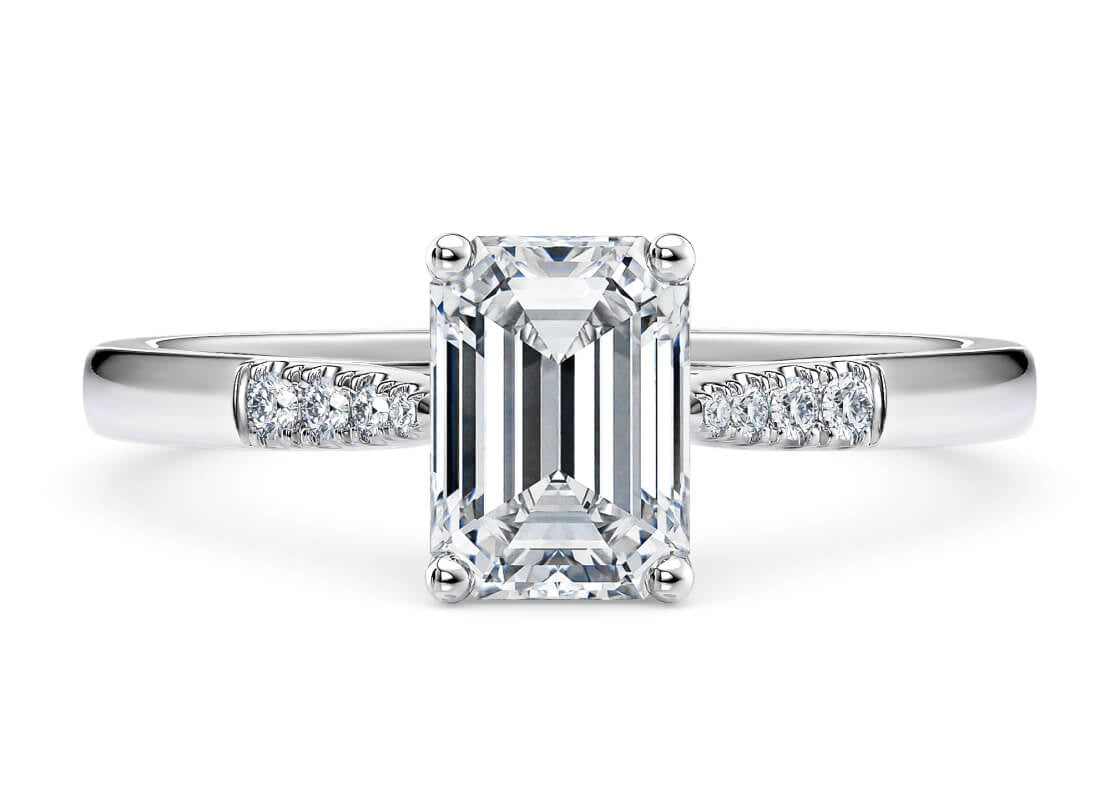 Thea Diamond Band Platinum Emerald Engagement Ring