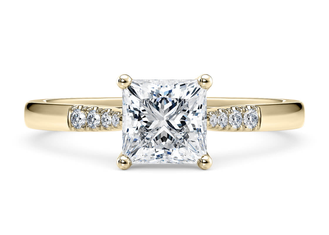 Thea Diamond Band Yellow Gold 18k Princess Engagement Ring