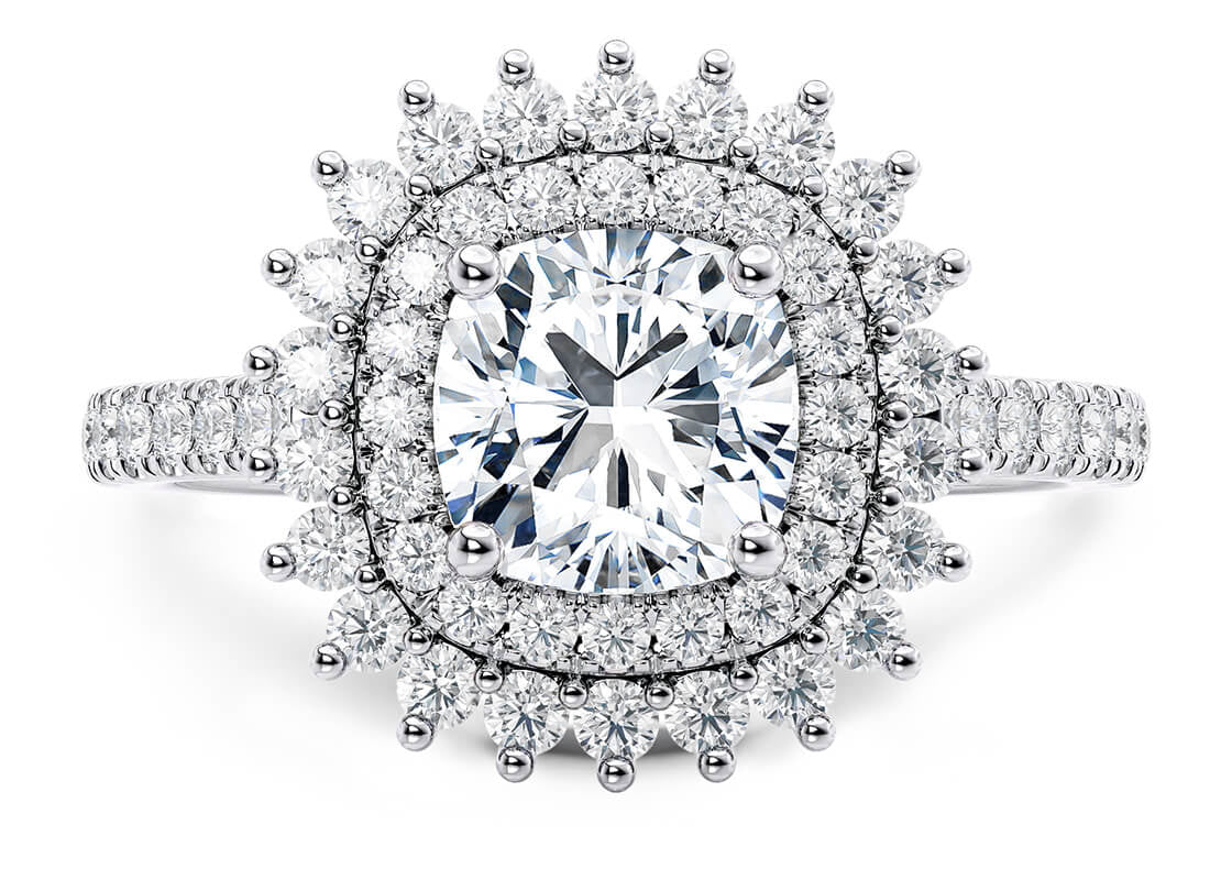 Berkeley Halo Platinum Cushion Engagement Ring