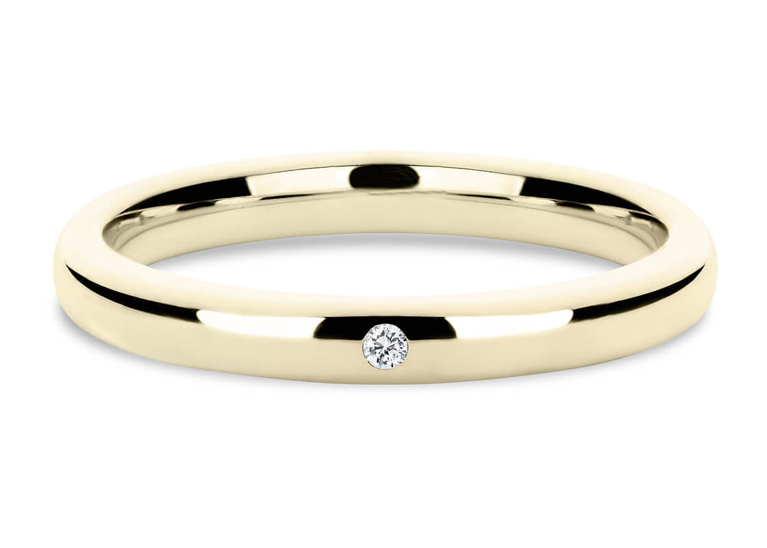 1 Stone Yellow Gold 18k Wedding Band