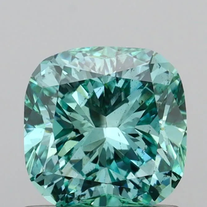 1.02ct Cushion modified Lab Grown Diamond (Colour Fancy Vivid Green, Clarity SI1, IGI Certified)