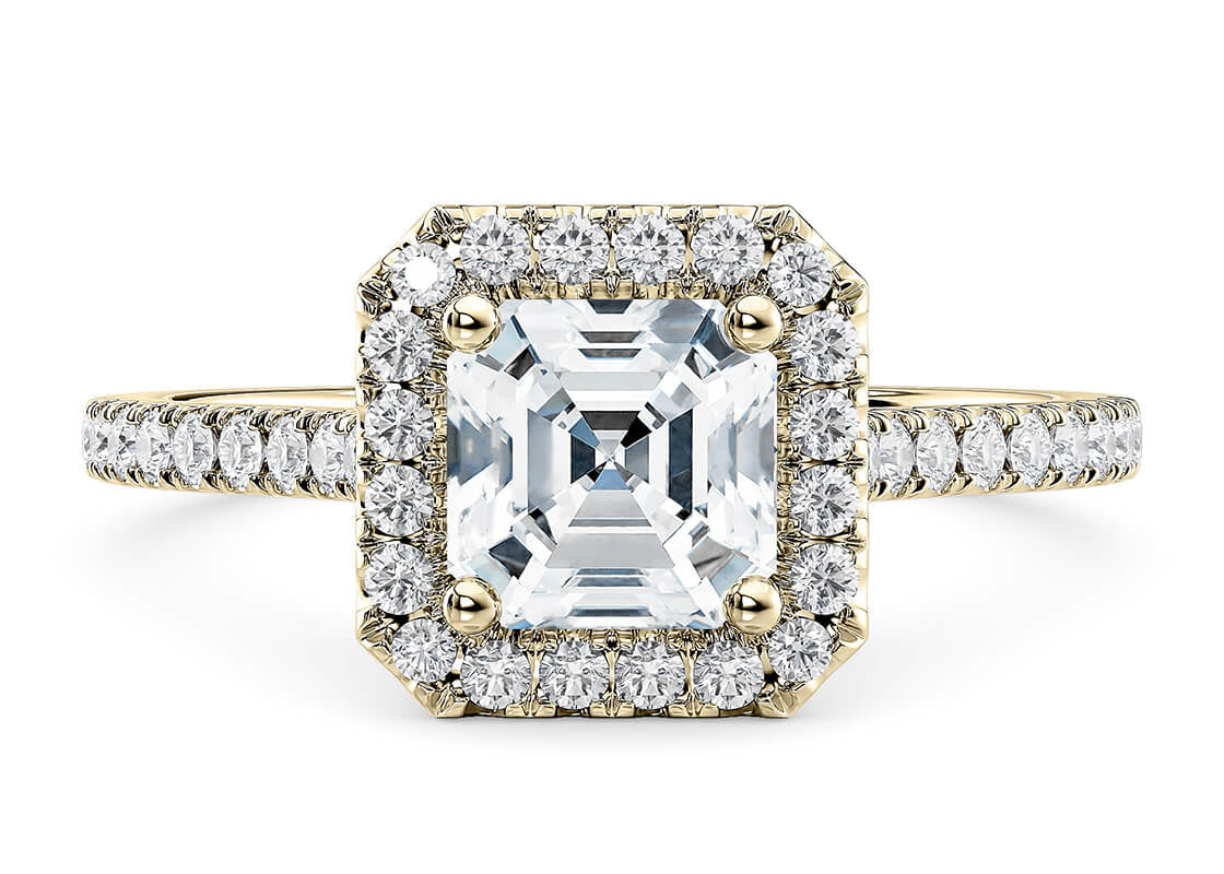Aphrodite Halo Yellow Gold 18k Asscher Engagement Ring