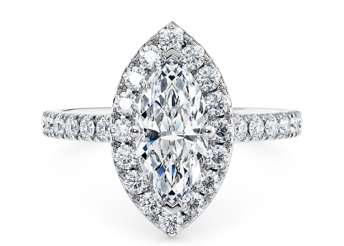 Medici Halo Platinum Marquise Engagement Ring