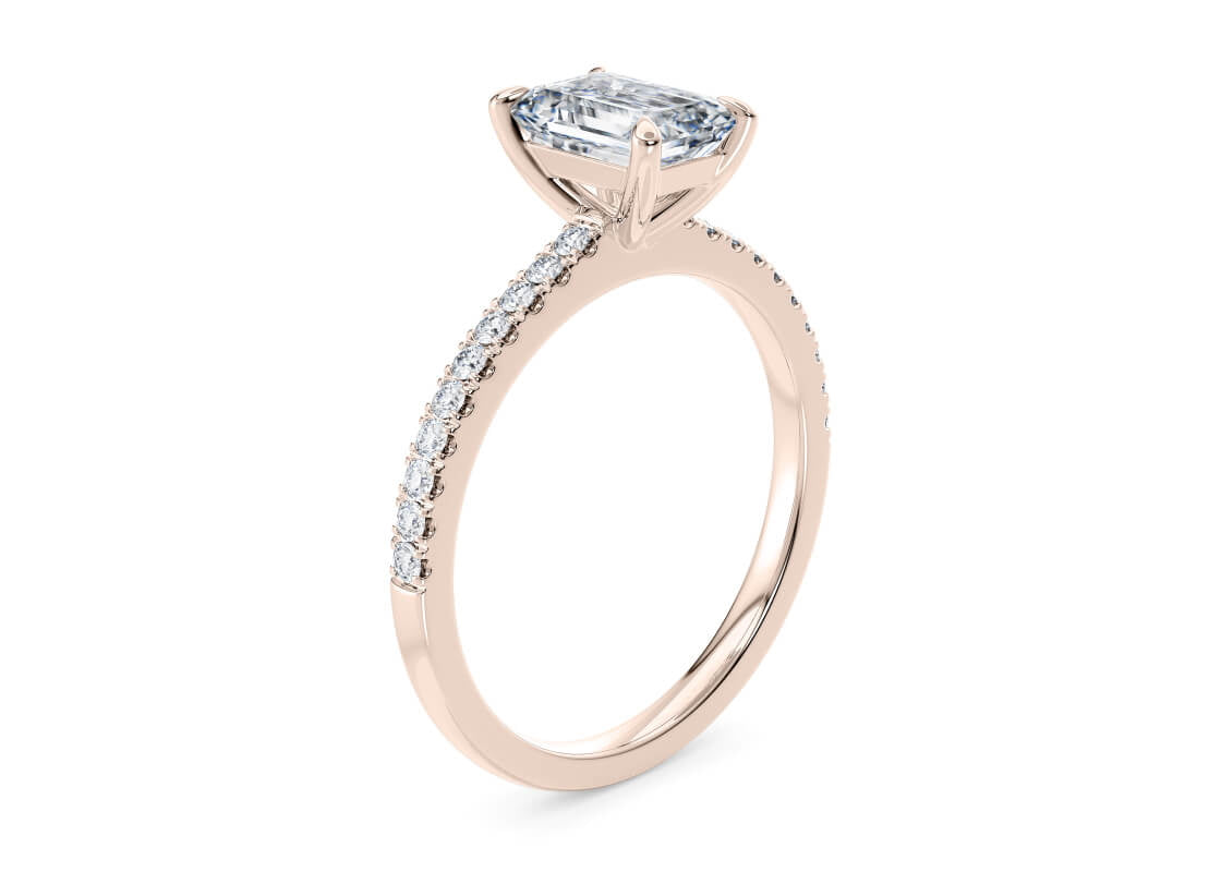 Aria Diamond Band Rose Gold 18k Emerald Engagement Ring