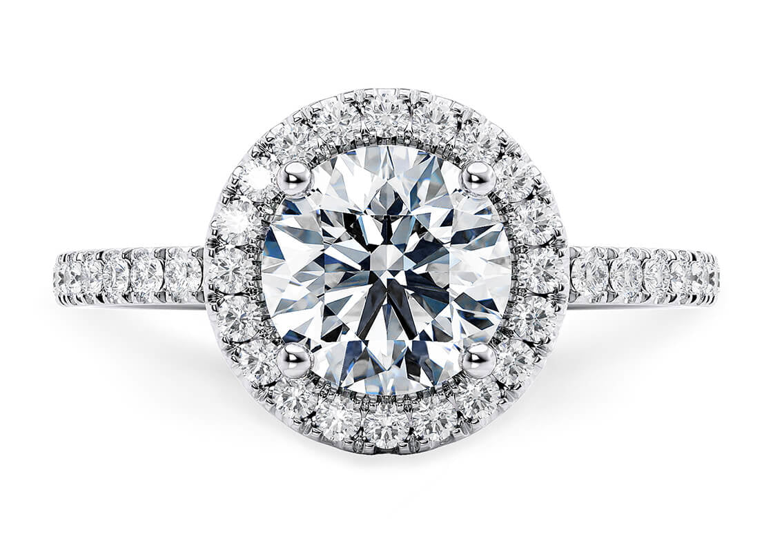 Isabella Halo Platinum Round Engagement Ring