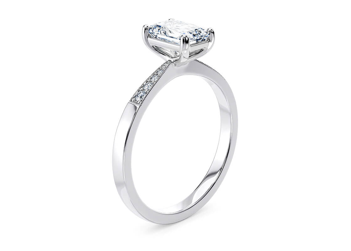 Delicacy Vintage Platinum Emerald Engagement Ring