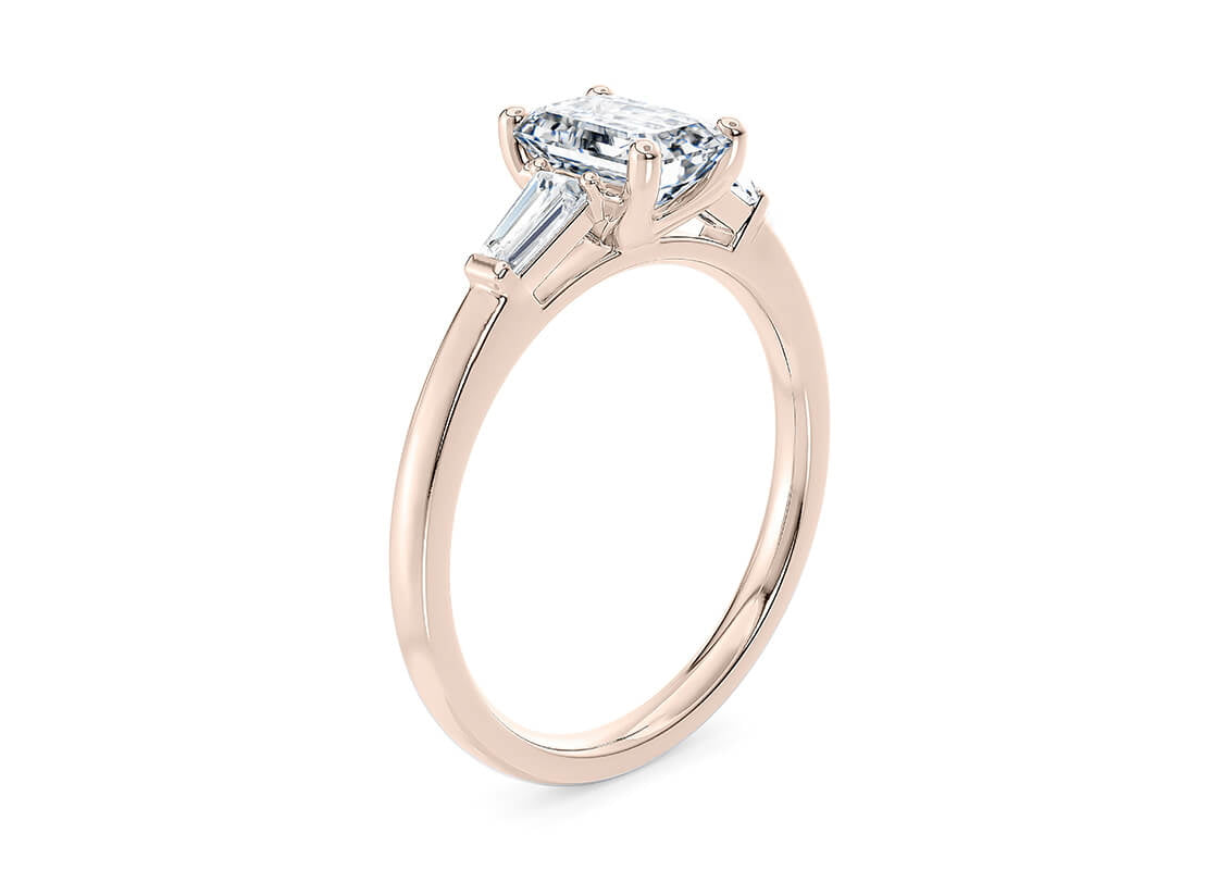 Alexandria Trilogy Rose Gold 18k Emerald Engagement Ring