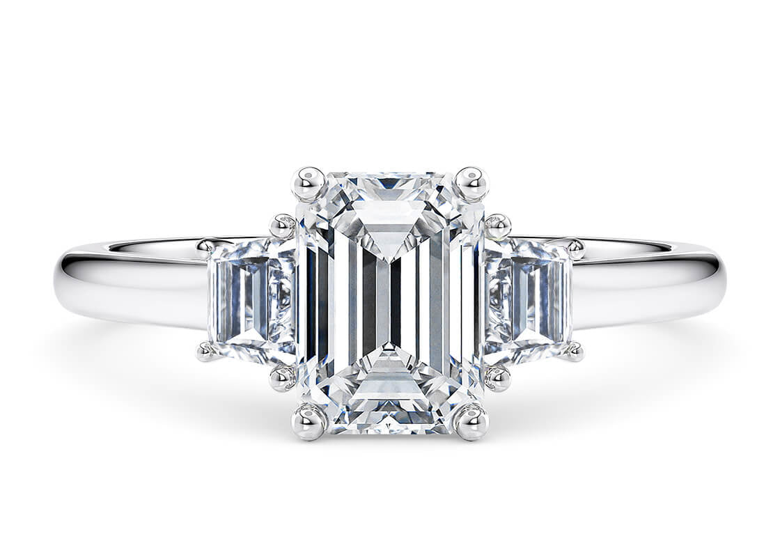 Imperia Trilogy Platinum Emerald Engagement Ring